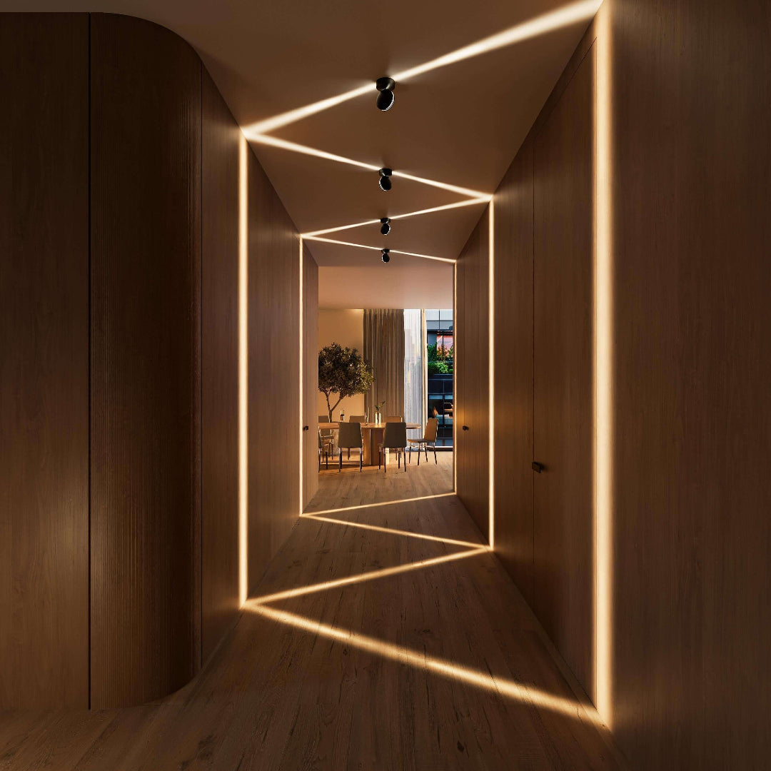 Regulowana minimalistyczna lampa sufitowa o matowym wykończeniu, reflektor do wnętrz