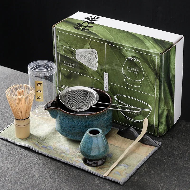 Ceramiczny zestaw do matchy inspirowany Japonią z bambusowymi elementami