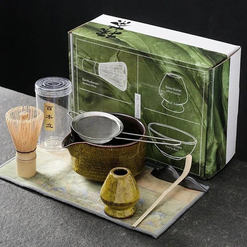 Ceramiczny zestaw do matchy inspirowany Japonią z bambusowymi elementami
