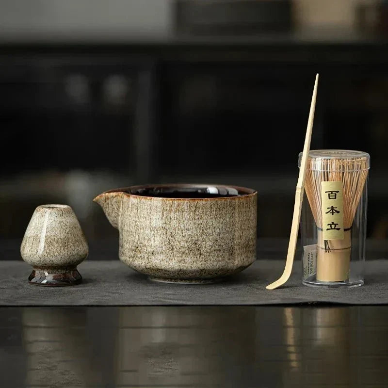Ceramiczny zestaw do matchy inspirowany Japonią z bambusowymi elementami