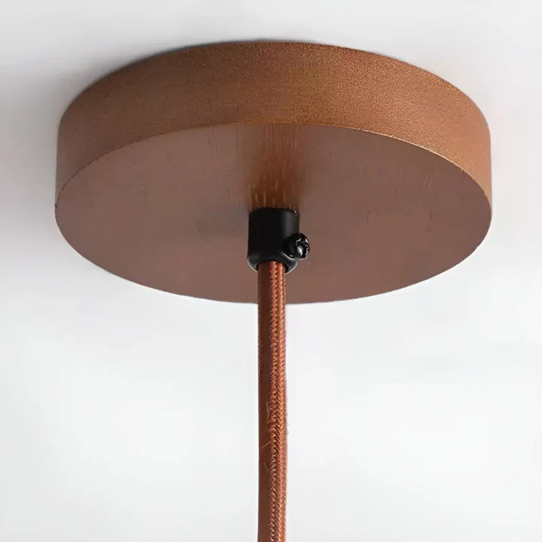 Regulowana lampa wisząca z drewna i kamienia, z kosmiczną aureolą, inspirowana stylem japońskim