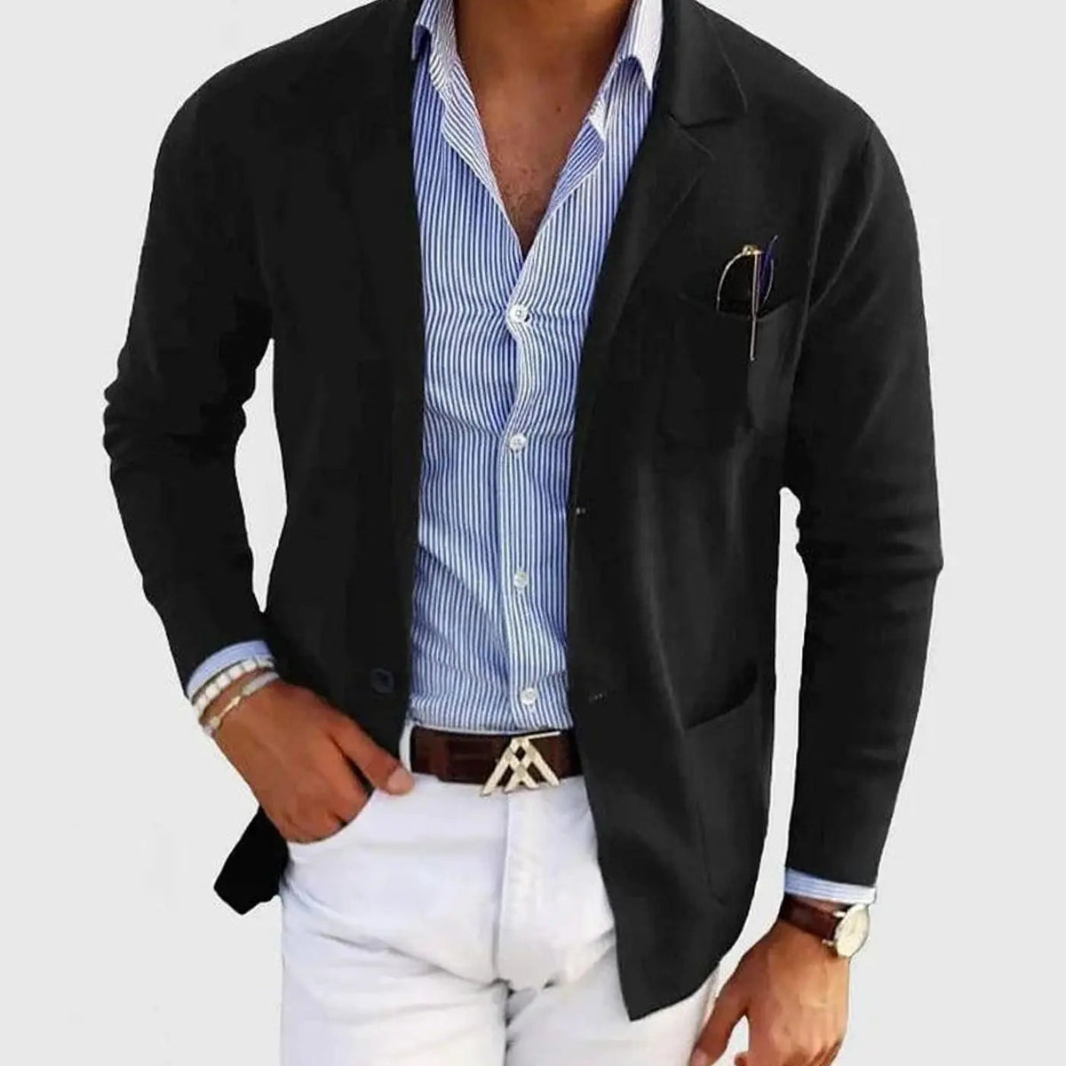 Męska dopasowana marynarka z klapami z wycięciem, elegancka kurtka w stylu smart casual