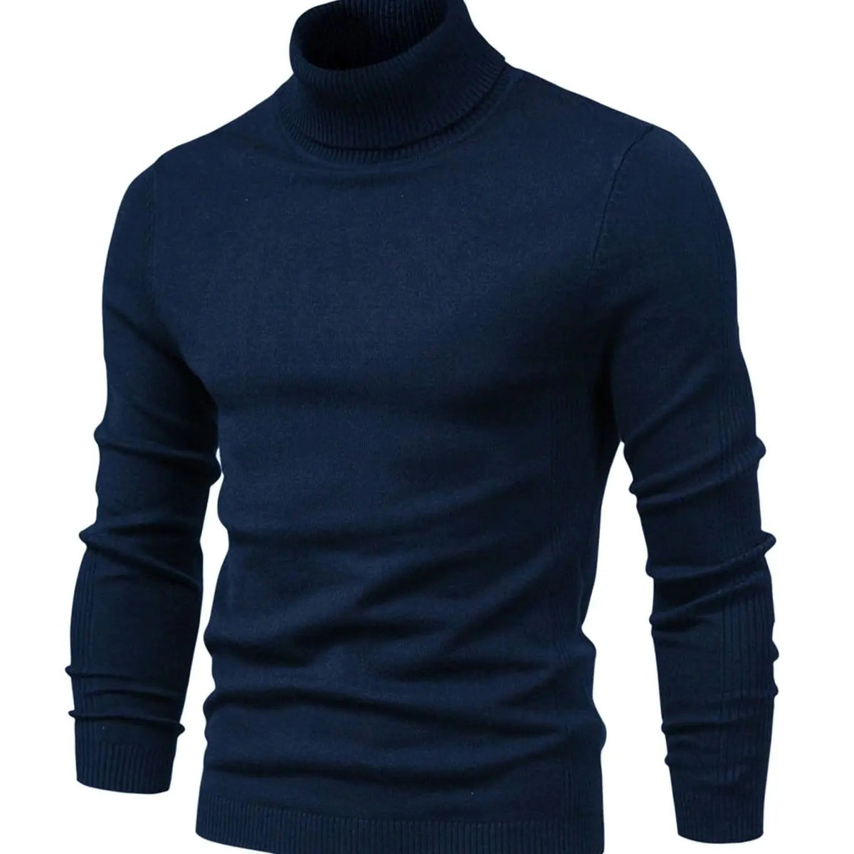 Męski dopasowany dzianinowy sweter z golfem, casualowy