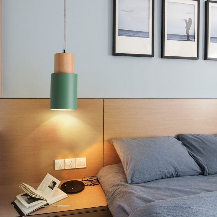 Minimalistyczna cylindryczna aluminiowa lampa wisząca z regulowanym przewodem