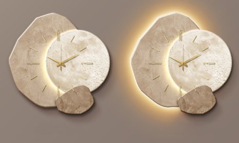 Minimalistyczny skandynawski metalowo-drewniany zegar ścienny z cichym mechanizmem