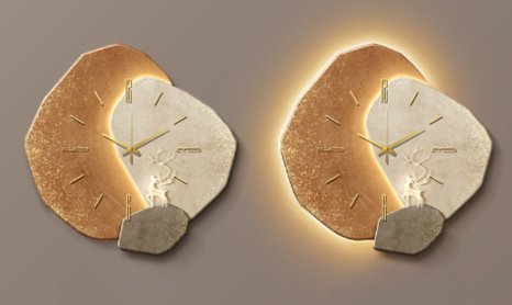 Minimalistyczny skandynawski metalowo-drewniany zegar ścienny z cichym mechanizmem