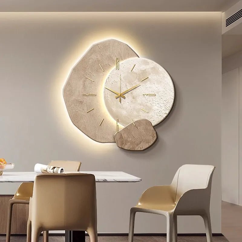 Minimalistyczny skandynawski metalowo-drewniany zegar ścienny z cichym mechanizmem