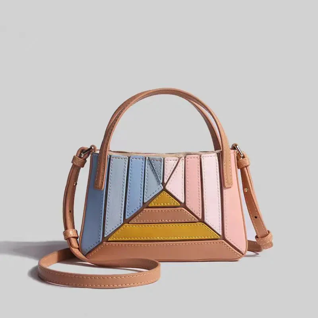 Geometryczna, pojemna codzienna torebka typu tote z wieloma panelami