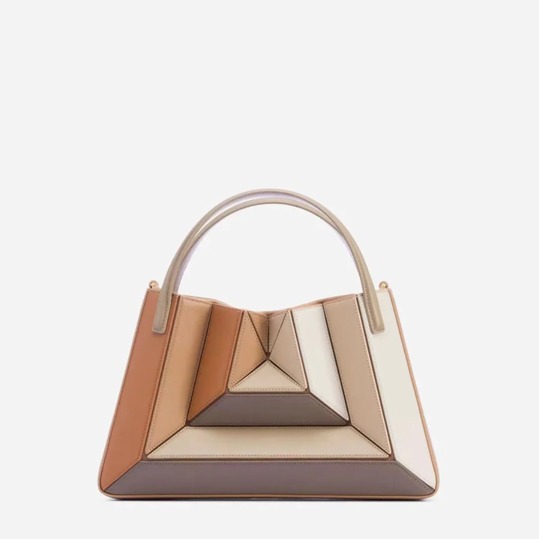 Geometryczna, pojemna codzienna torebka typu tote z wieloma panelami
