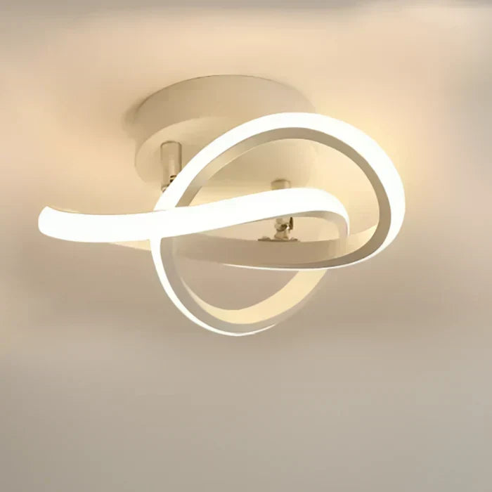 Nowoczesna sufitowa lampa z podwójnym aluminiowym pierścieniem i akrylowym kloszem