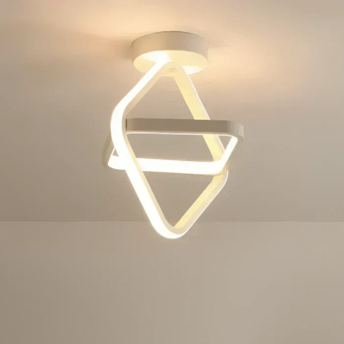 Nowoczesna sufitowa lampa z podwójnym aluminiowym pierścieniem i akrylowym kloszem