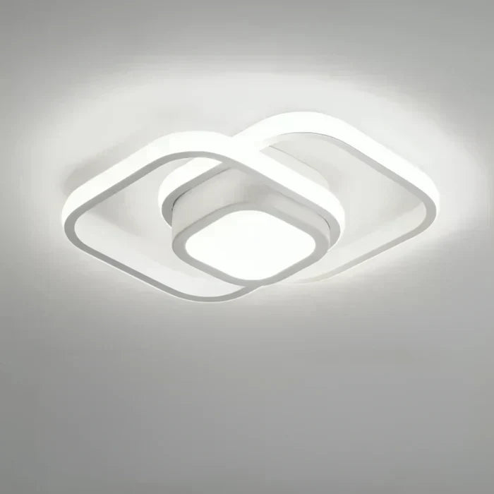Nowoczesna sufitowa lampa z podwójnym aluminiowym pierścieniem i akrylowym kloszem