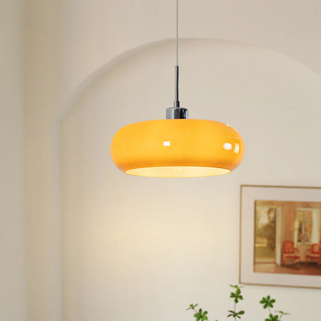 Nowoczesna okrągła metalowo-szklana lampa wisząca z regulacją wysokości