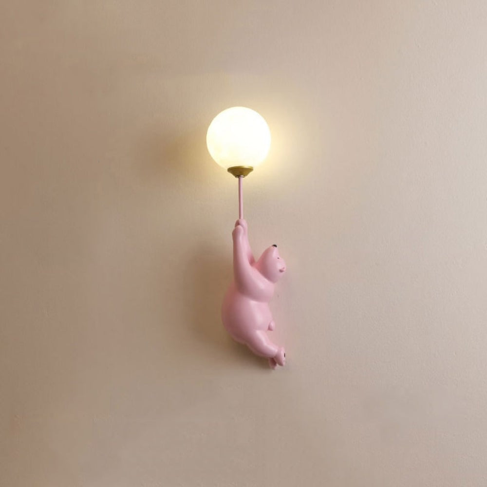 Nowoczesna urocza dziecięca lampa ścienna w kształcie misia z balonem