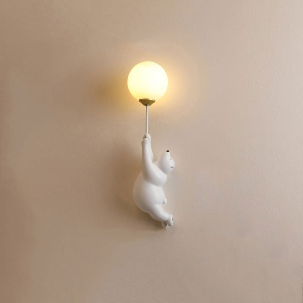 Nowoczesna urocza dziecięca lampa ścienna w kształcie misia z balonem