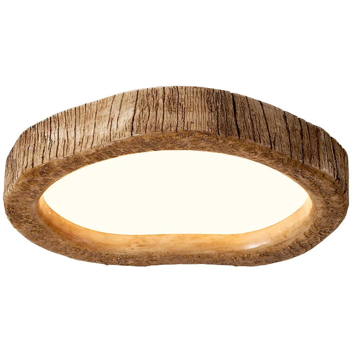 Rustykalna sufitowa lampa z żywicy o wyglądzie usłojonego drewna