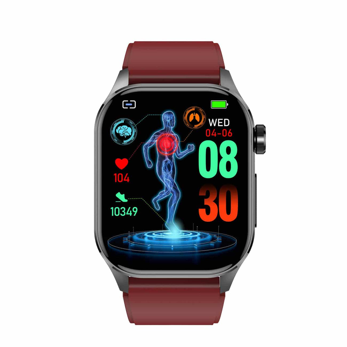 Kompaktowy smartwatch z ekranem dotykowym do monitorowania zdrowia, z funkcjami EKG i pomiaru ciśnienia krwi