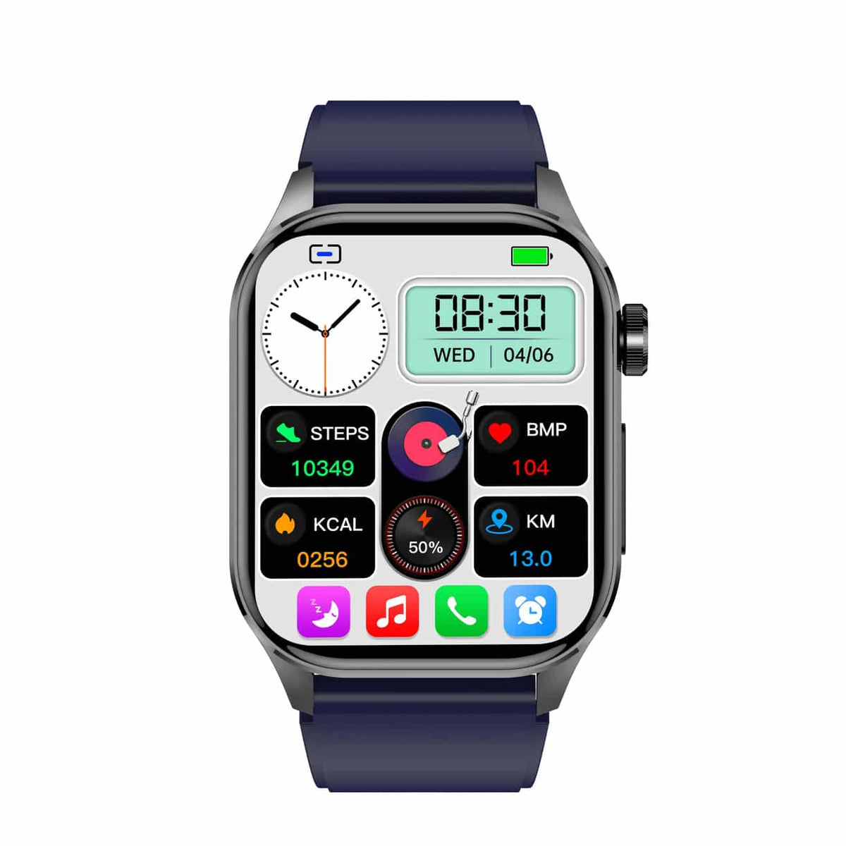 Kompaktowy smartwatch z ekranem dotykowym do monitorowania zdrowia, z funkcjami EKG i pomiaru ciśnienia krwi
