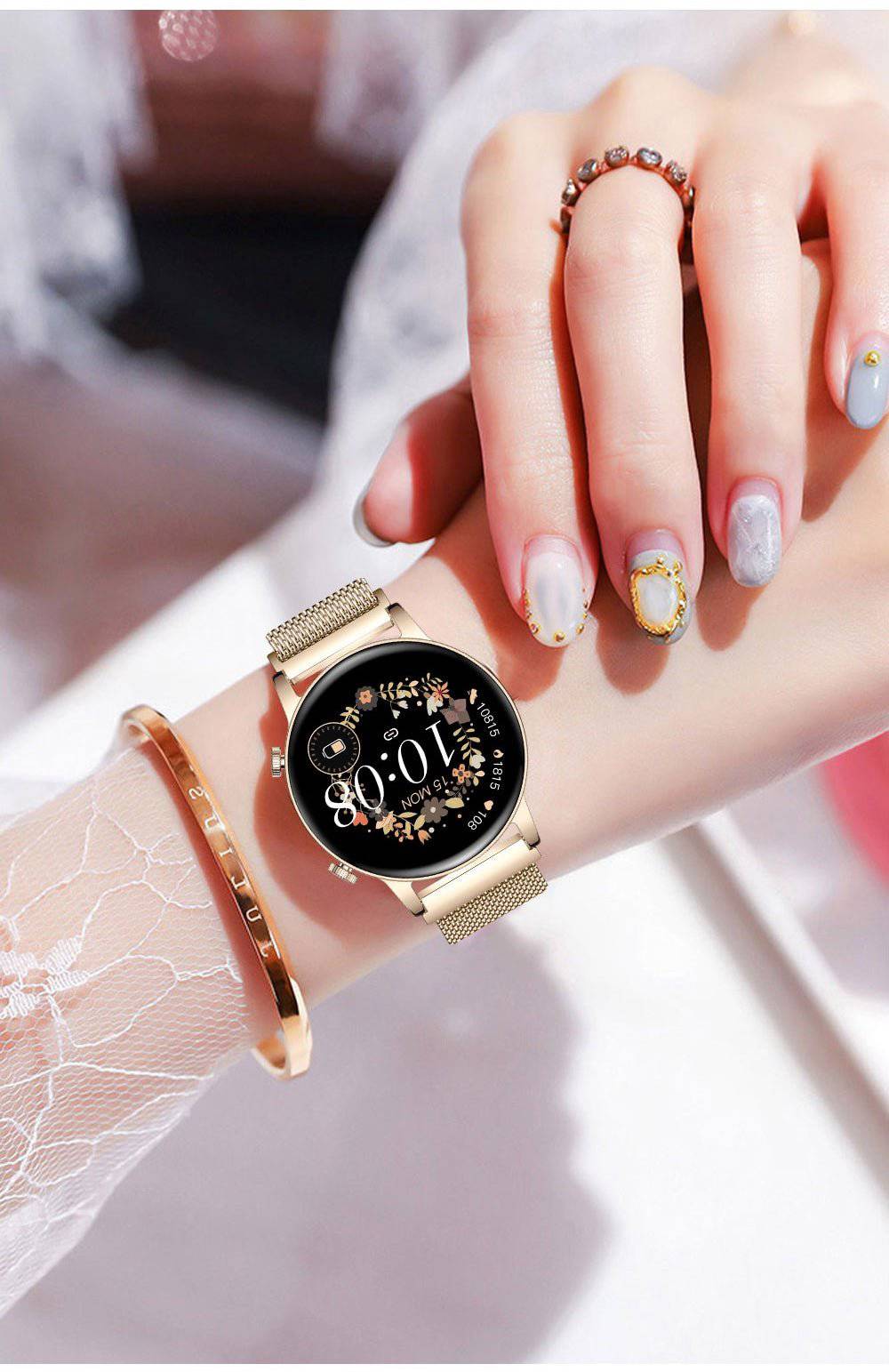 Wodoodporny smartwatch z ekranem dotykowym do monitorowania zdrowia dla kobiet