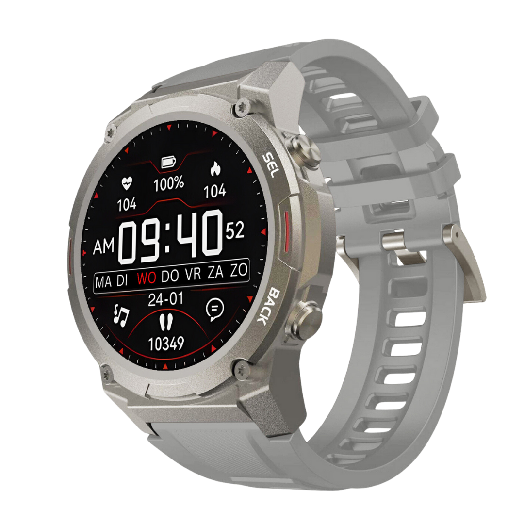 Wytrzymały smartwatch z aluminiową obudową, wodoodporny, z ekranem AMOLED i funkcjami monitora aktywności