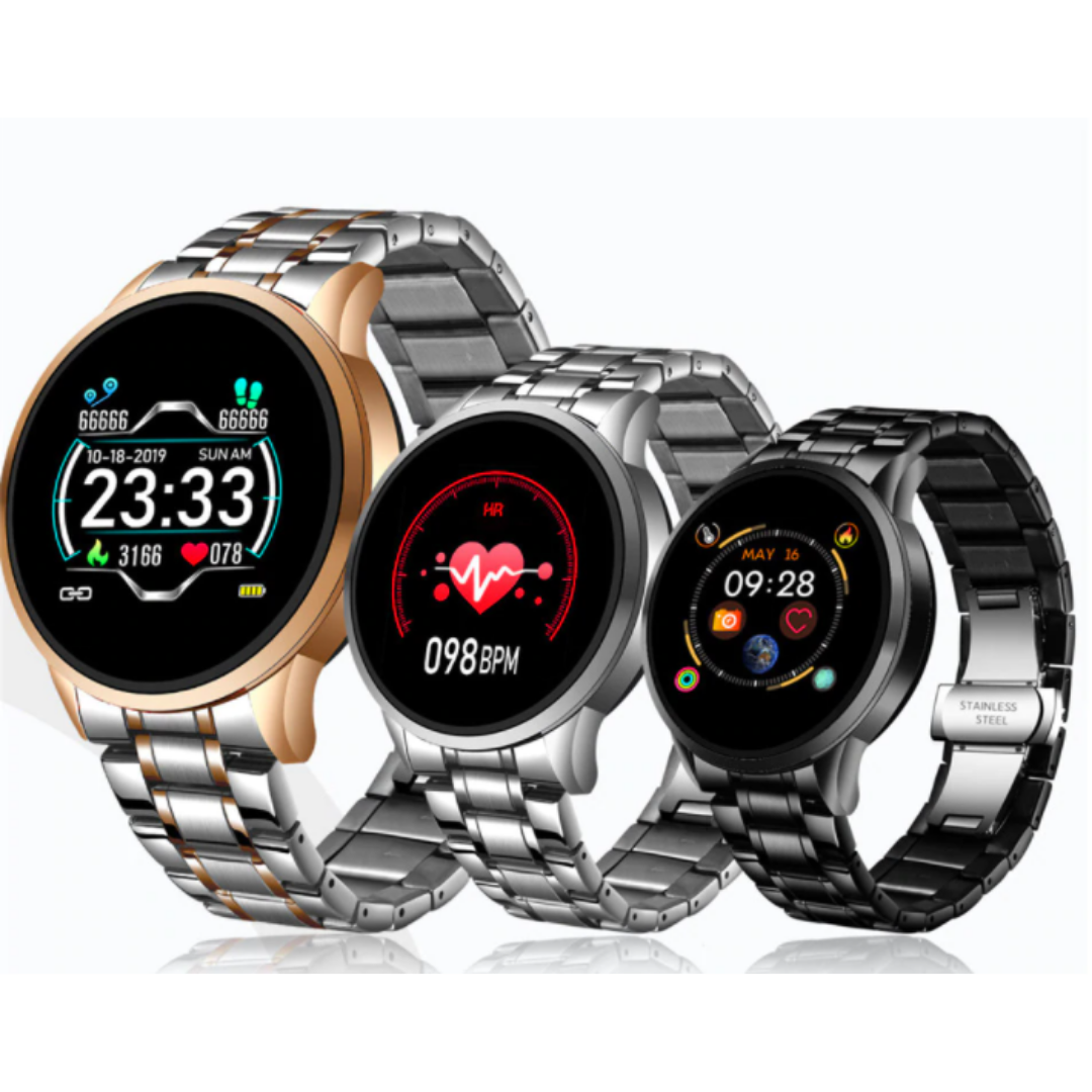 Klasyczny okrągły smartwatch Bluetooth do monitorowania zdrowia, odporny na zachlapania