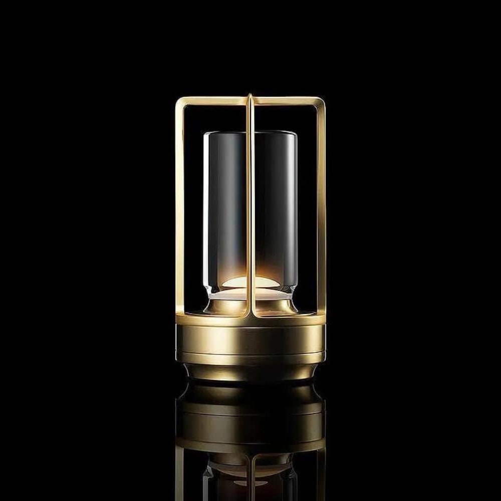 Minimalistyczna metalowa lampa stołowa do wnętrz i na zewnątrz, bezprzewodowa i ładowana