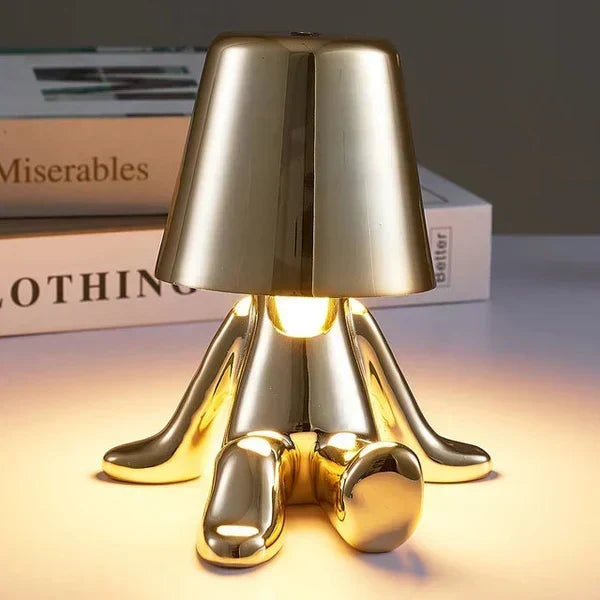 Rzeźbiarska aluminiowo-żywiczna bezprzewodowa ładowalna lampa stołowa z funkcją ściemniania i nastrojowym światłem