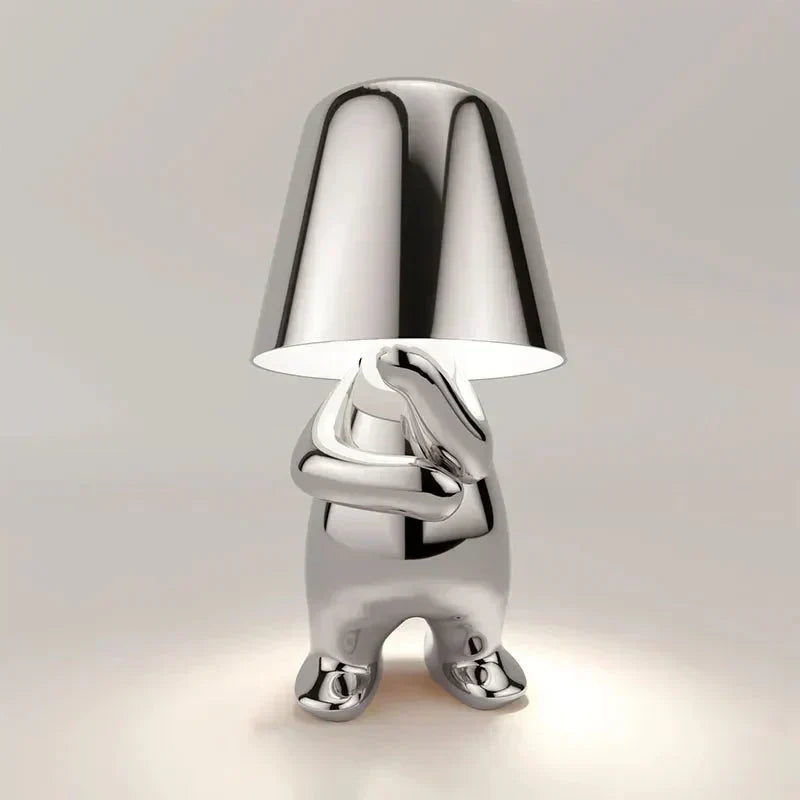 Rzeźbiarska aluminiowo-żywiczna bezprzewodowa ładowalna lampa stołowa z funkcją ściemniania i nastrojowym światłem