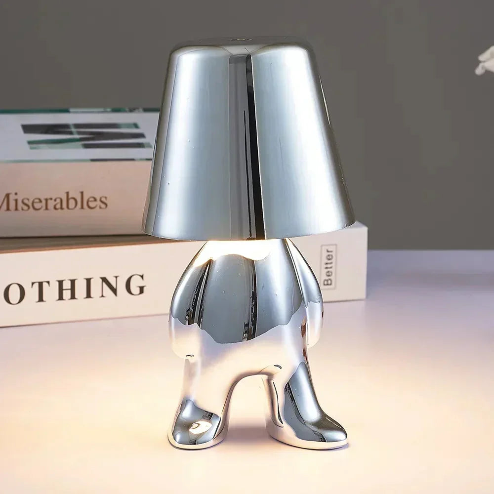 Rzeźbiarska aluminiowo-żywiczna bezprzewodowa ładowalna lampa stołowa z funkcją ściemniania i nastrojowym światłem