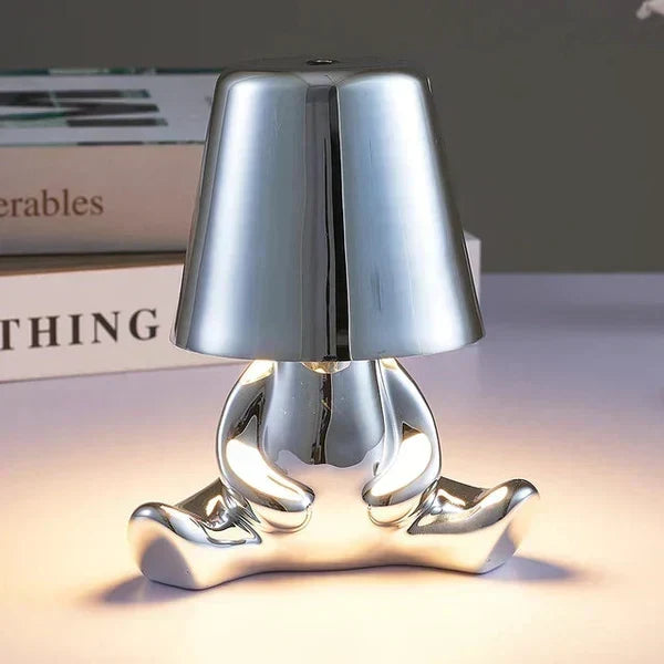 Rzeźbiarska aluminiowo-żywiczna bezprzewodowa ładowalna lampa stołowa z funkcją ściemniania i nastrojowym światłem