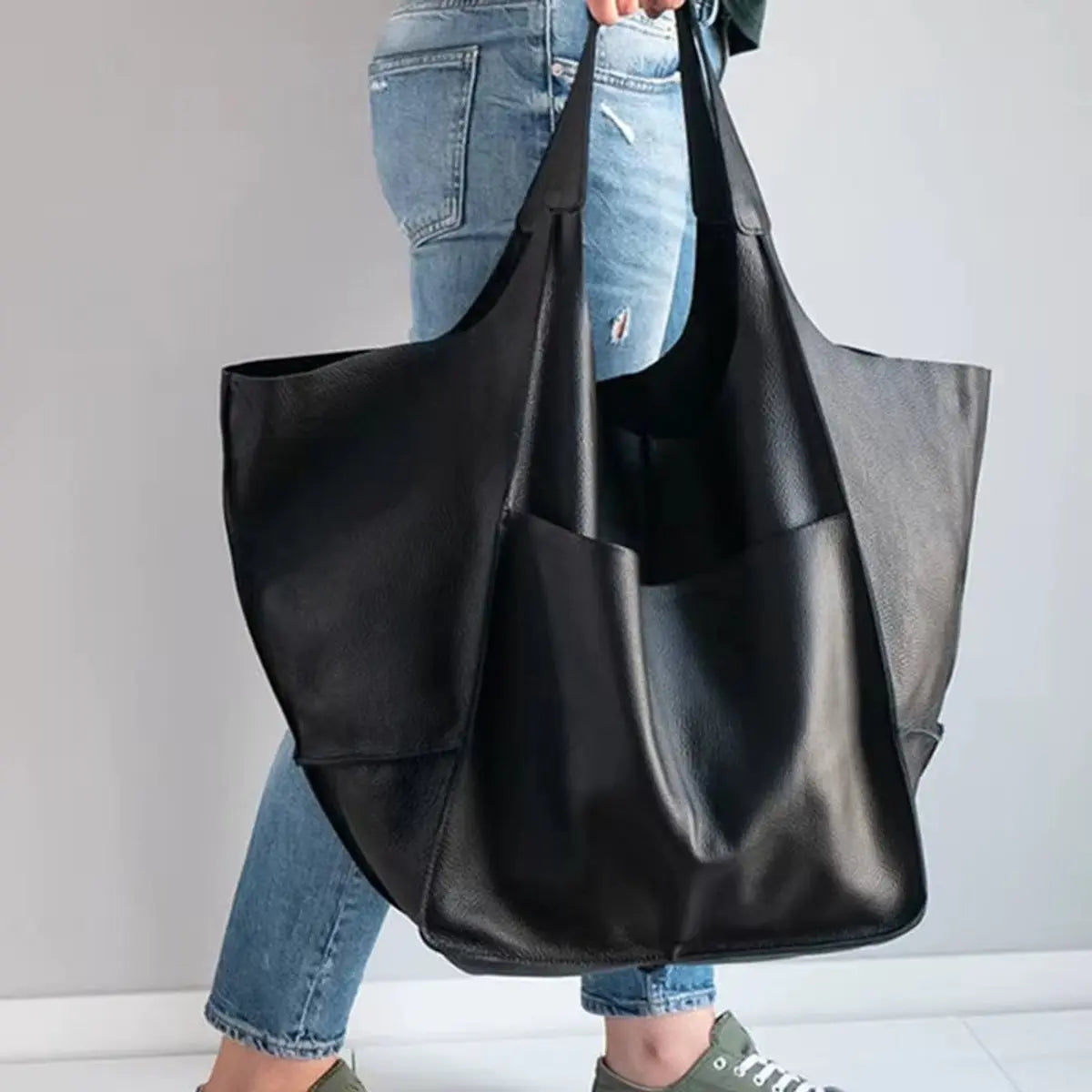 Damska oversize’owa torba shopper z ekoskóry i magnetycznym zapięciem