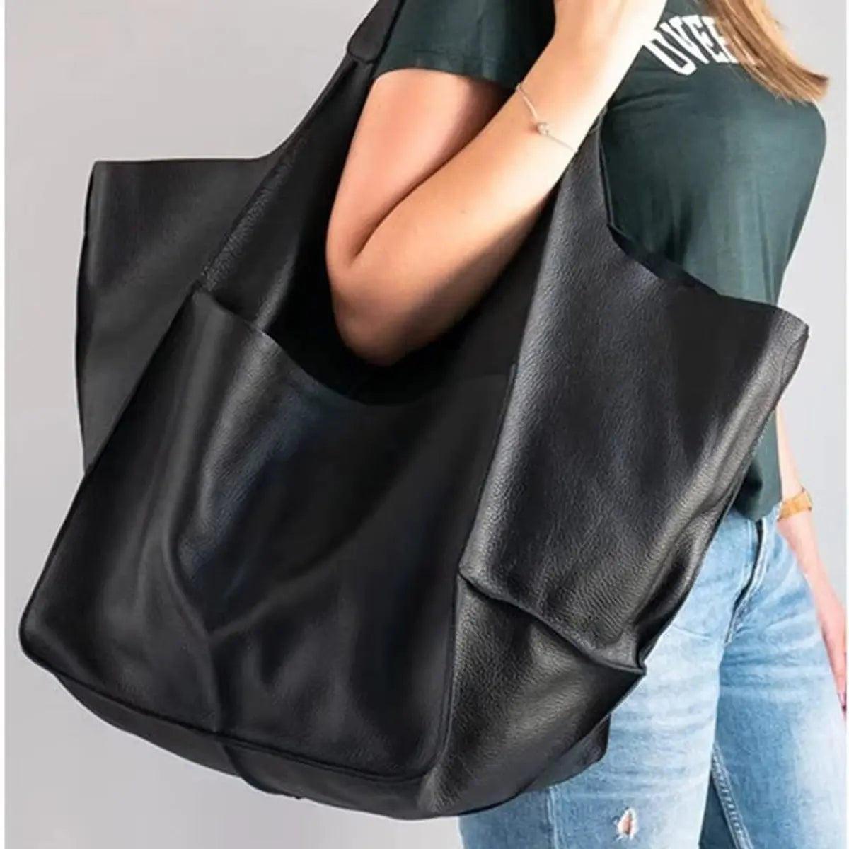 Damska oversize’owa torba shopper z ekoskóry i magnetycznym zapięciem