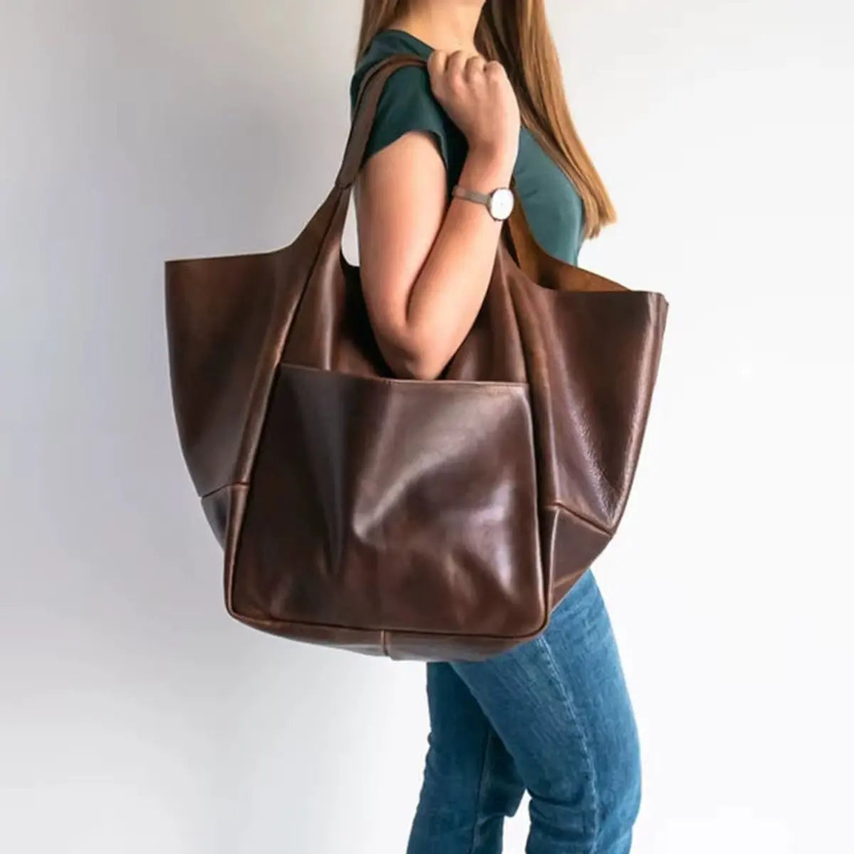 Damska oversize’owa torba shopper z ekoskóry i magnetycznym zapięciem