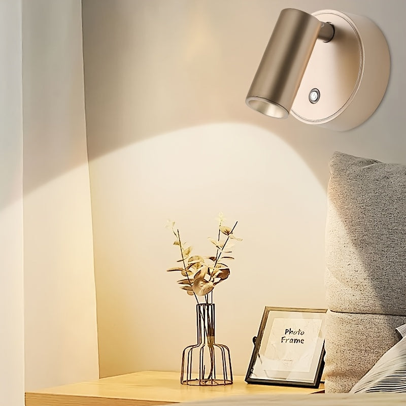Minimalistyczna bezprzewodowa lampa ścienna z odłączanym mocowaniem magnetycznym, dotykowym sterowaniem i możliwością ładowania