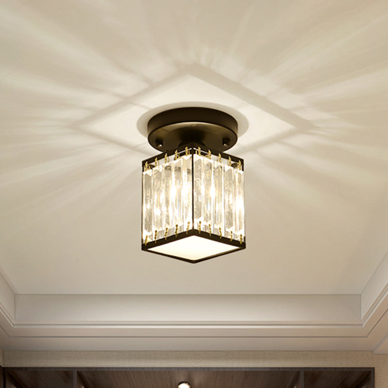 Fasetowana kryształowa półprzylegająca lampa sufitowa do holu