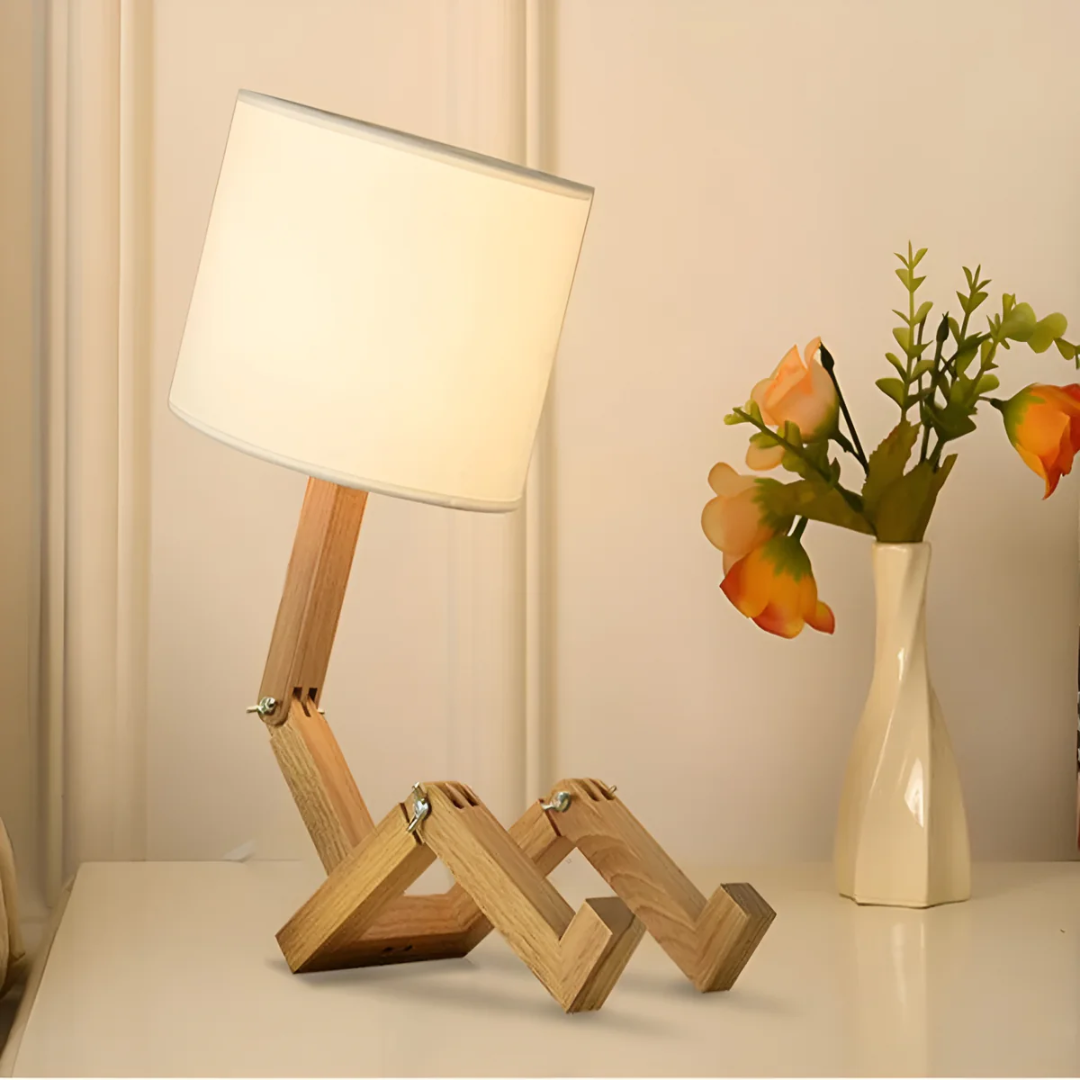 Regulowana nordycka lampa stołowa z litego drewna