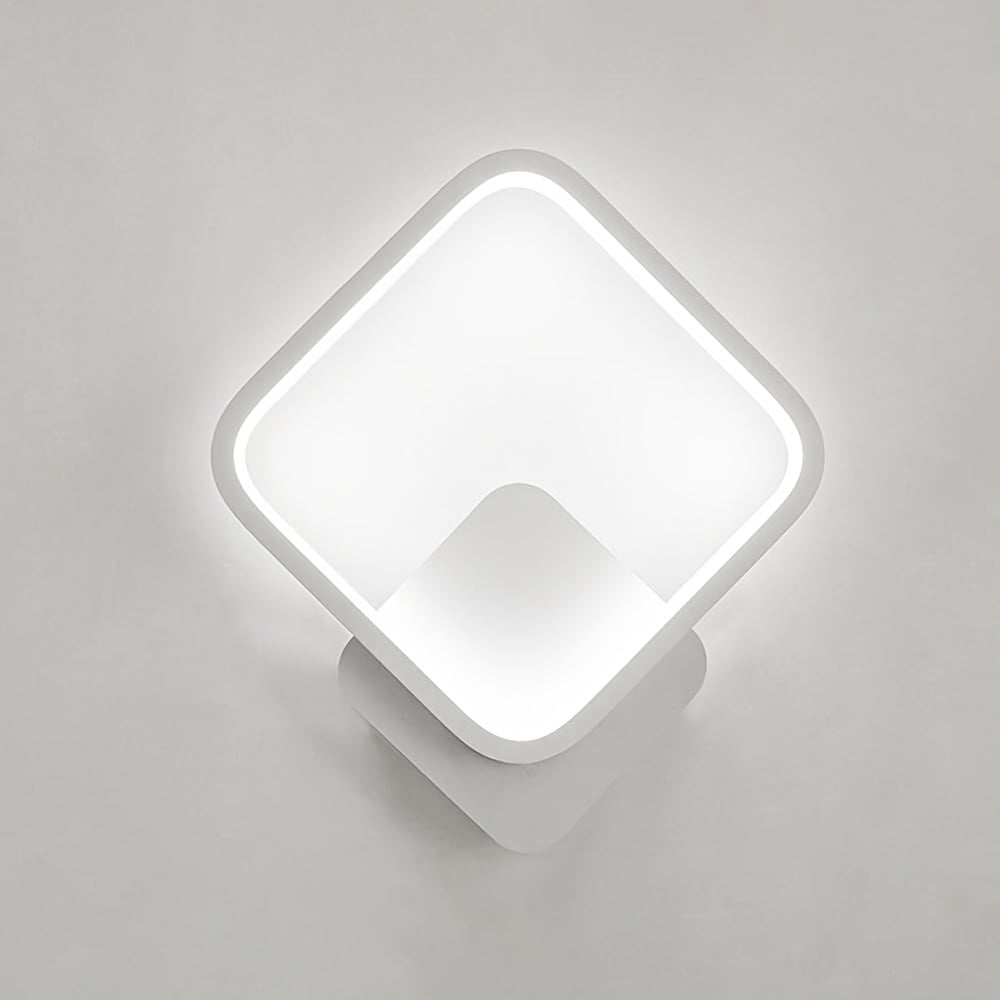 Minimalistyczna kwadratowa geometryczna metalowa lampa ścienna z funkcją ściemniania i akrylowym dyfuzorem