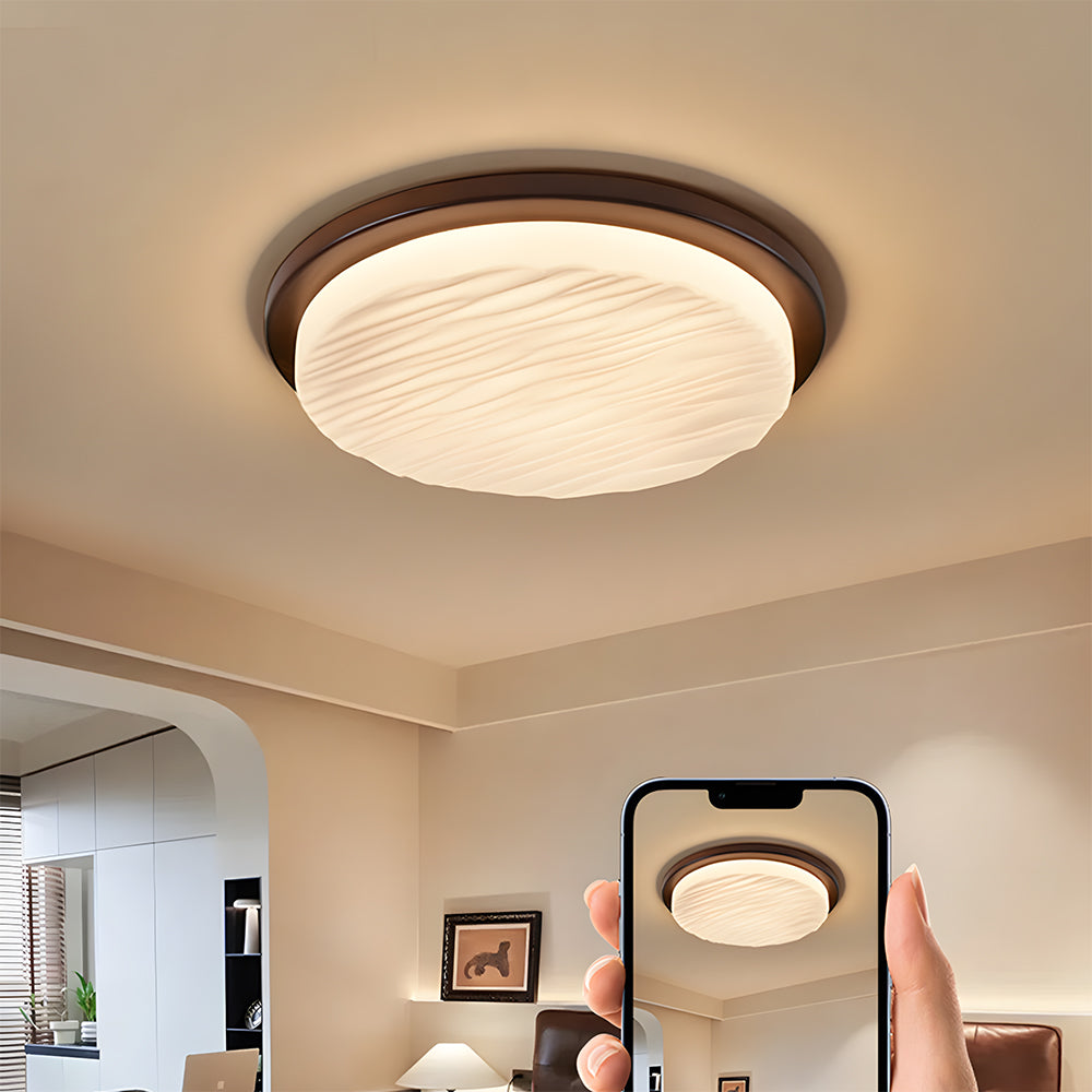 Art déco rzeźbiona szklana płaska lampa sufitowa do montażu bezpośredniego