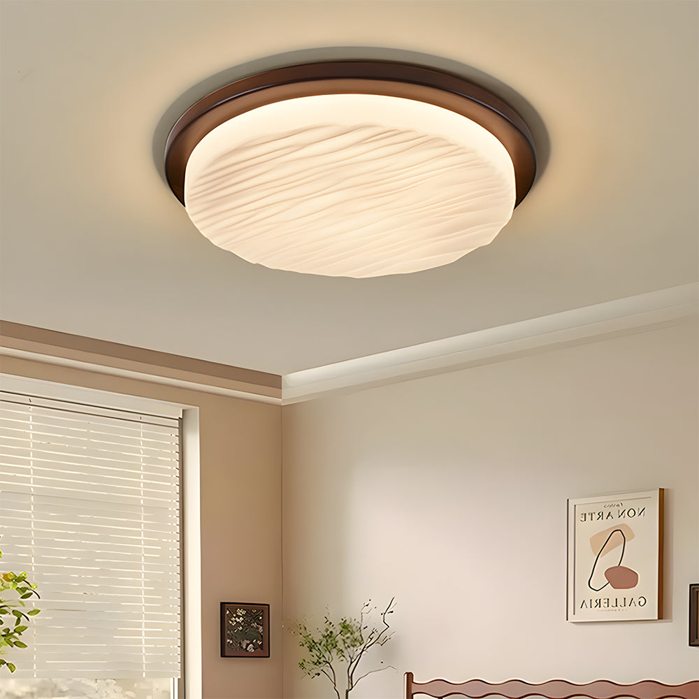 Art déco rzeźbiona szklana płaska lampa sufitowa do montażu bezpośredniego