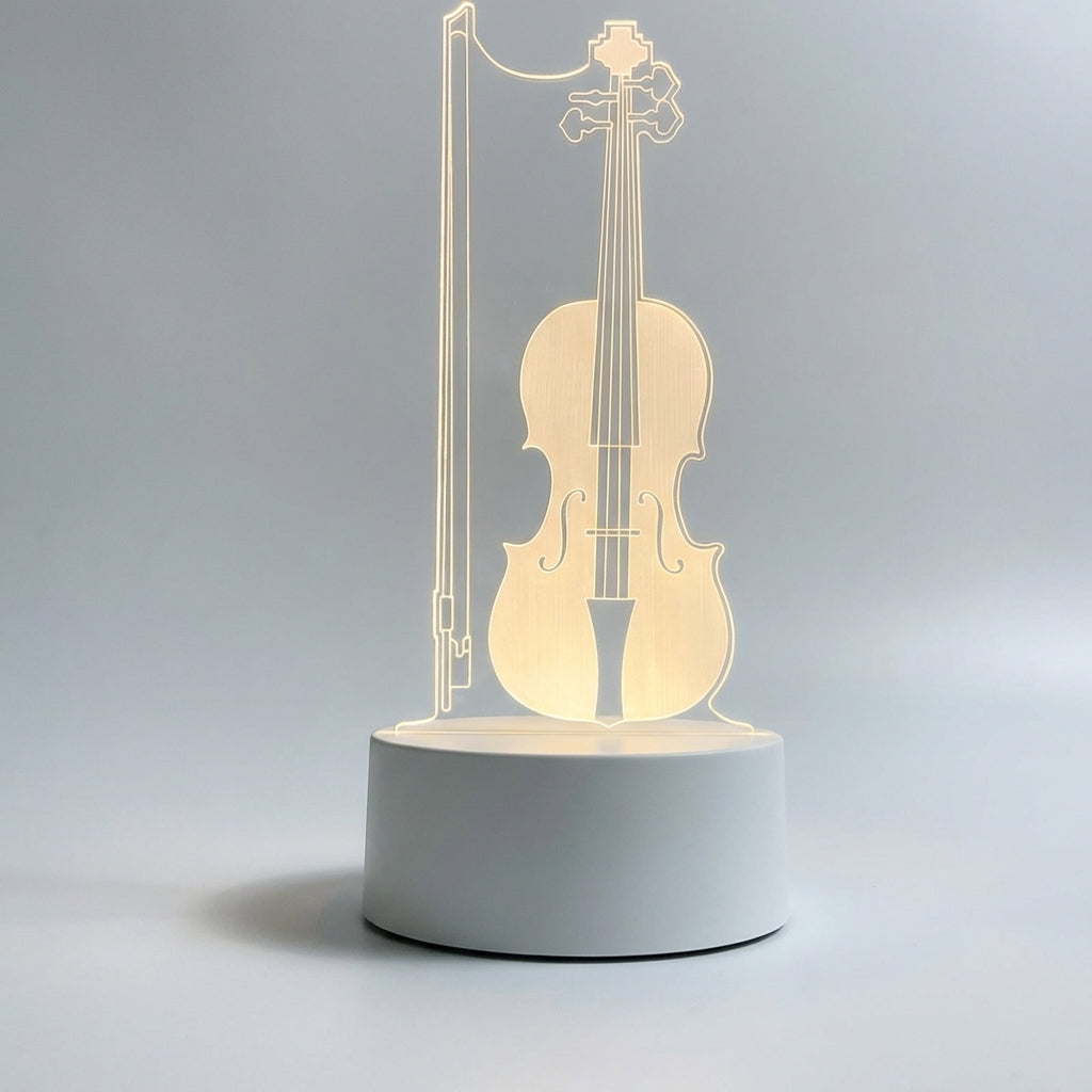 Akrylowa lampa stołowa USB z iluzją wiolonczeli 3D