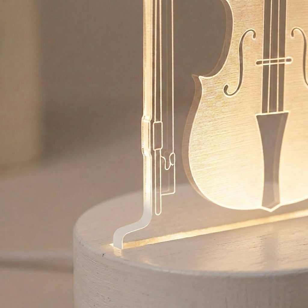 Akrylowa lampa stołowa USB z iluzją wiolonczeli 3D