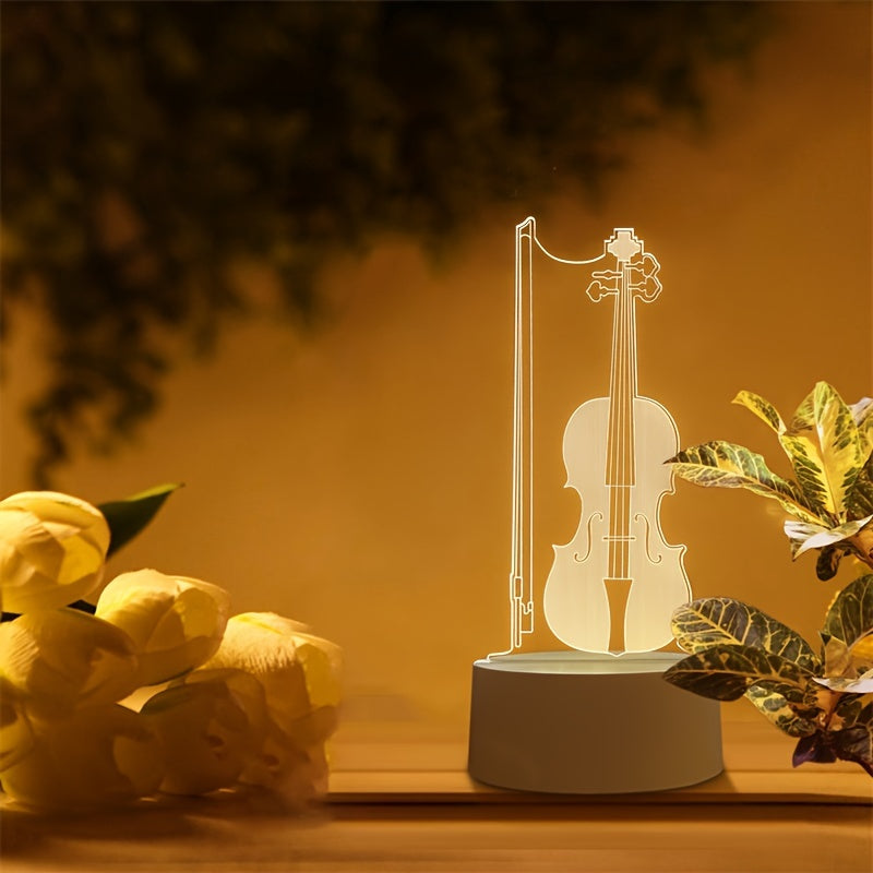 Akrylowa lampa stołowa USB z iluzją wiolonczeli 3D