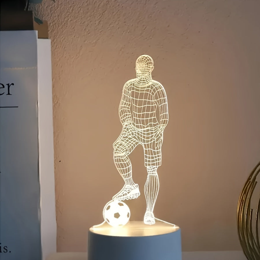 Rzeźbiarska akrylowa lampa stołowa z motywem piłki nożnej i zasilaniem USB