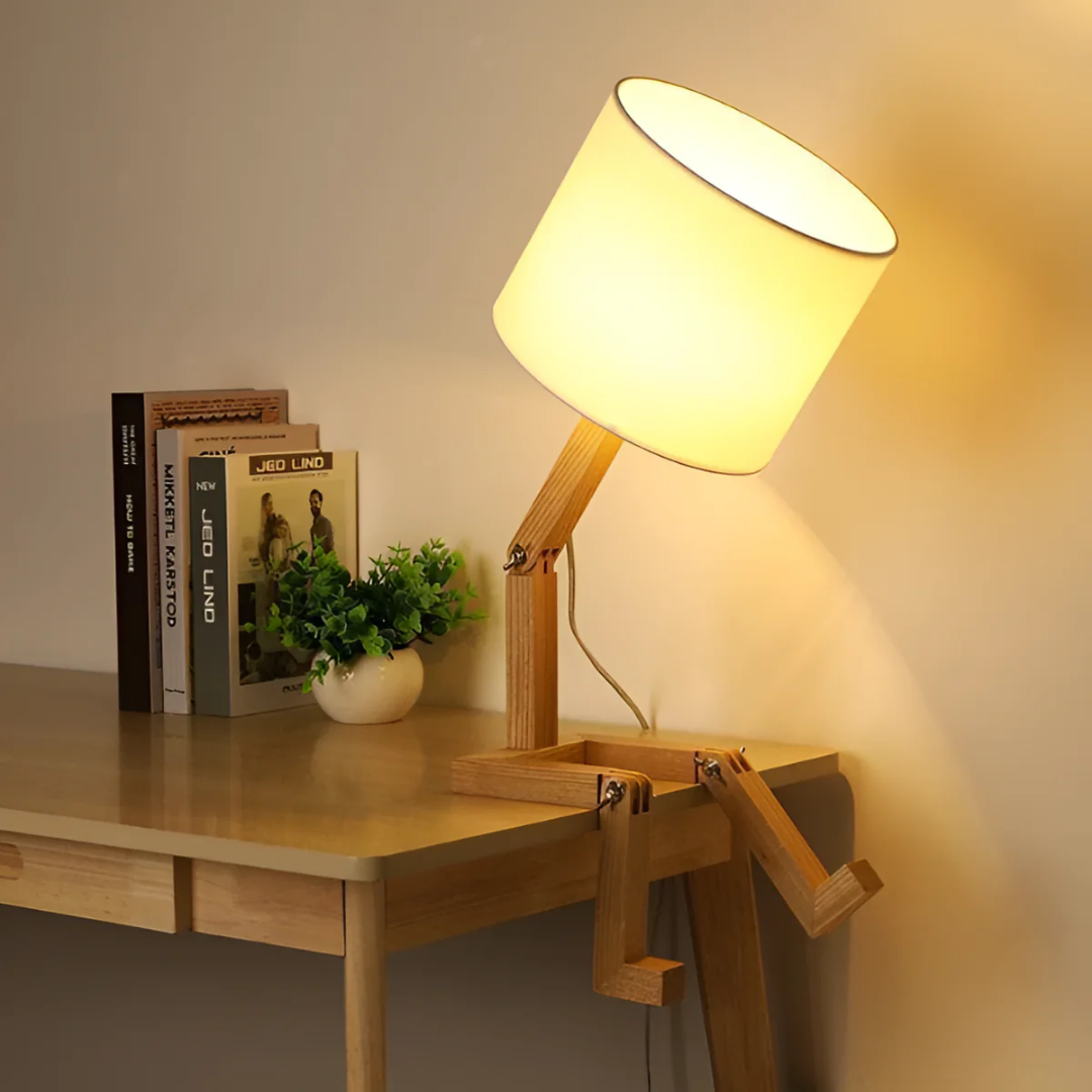 Regulowana nordycka lampa stołowa z litego drewna