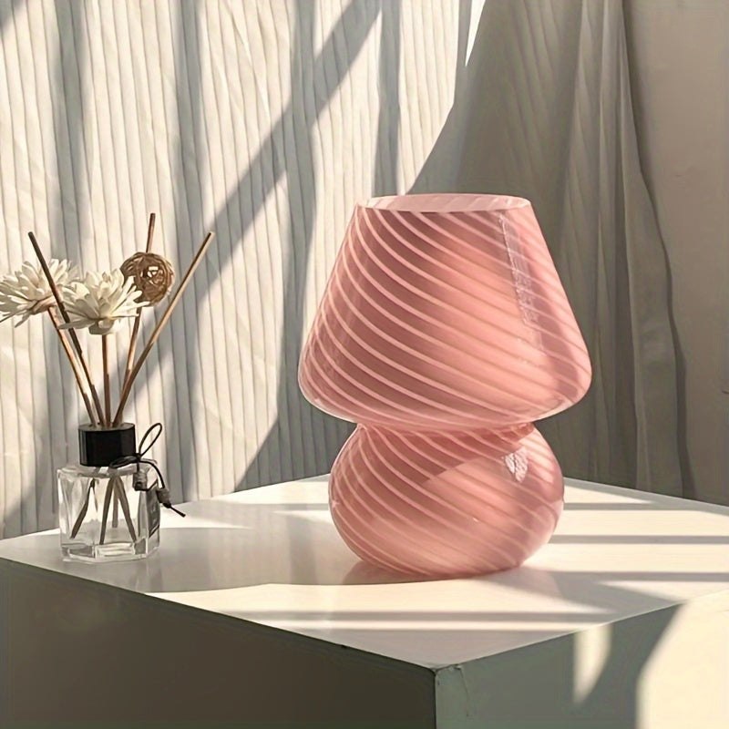 Lampa stołowa z artystycznego szkła wirowego w kształcie grzybka z funkcją ściemniania