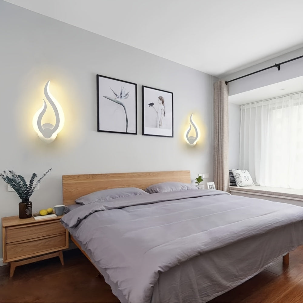 Nowoczesna rzeźbiarska akrylowa lampa ścienna z sylwetką płomienia