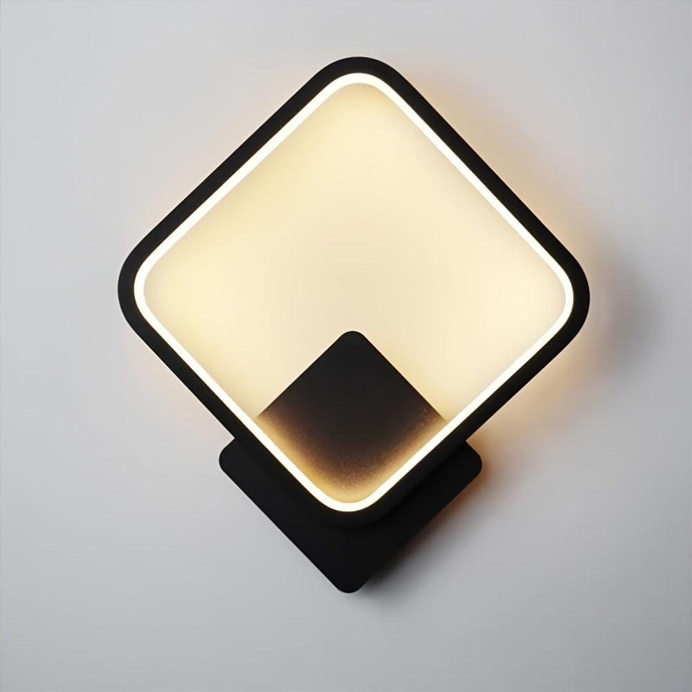 Minimalistyczna kwadratowa geometryczna metalowa lampa ścienna z funkcją ściemniania i akrylowym dyfuzorem