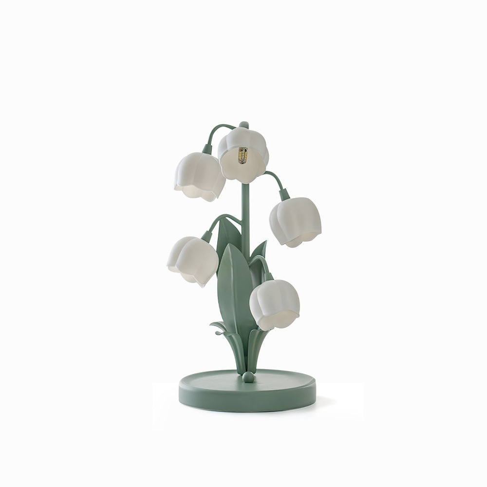 Lampa stołowa w kształcie tulipana z kwiatem orchidei