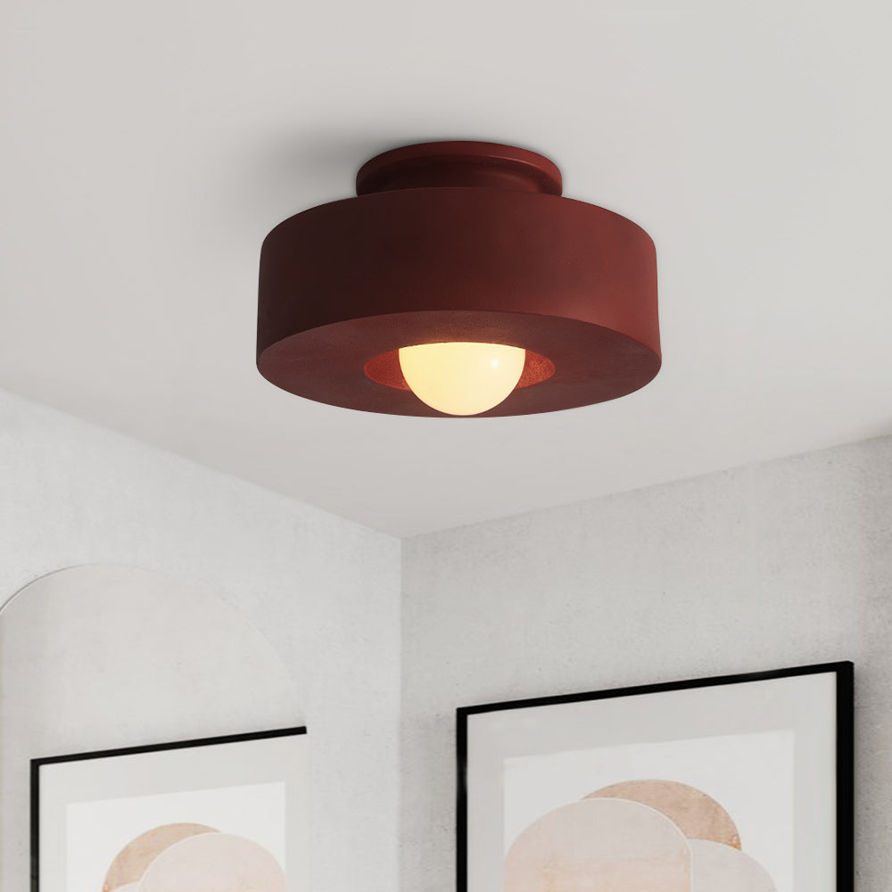 Nordycka cylindryczna ceramiczna matowa ściemnialna lampa sufitowa w stylu wabi-sabi