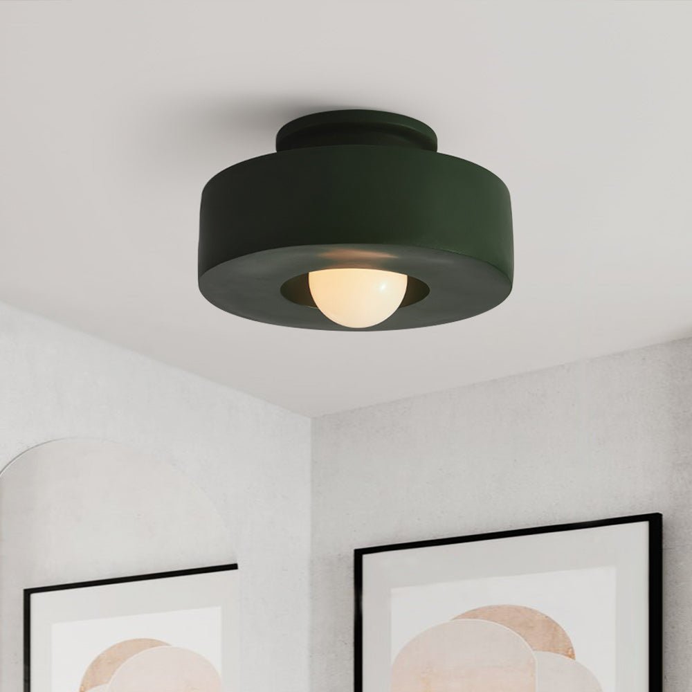 Nordycka cylindryczna ceramiczna matowa ściemnialna lampa sufitowa w stylu wabi-sabi